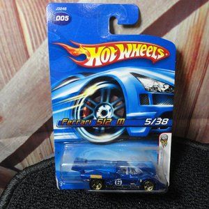 HotWheels FERRARI 512 M race car, 2005 edition in package. Collectable car,